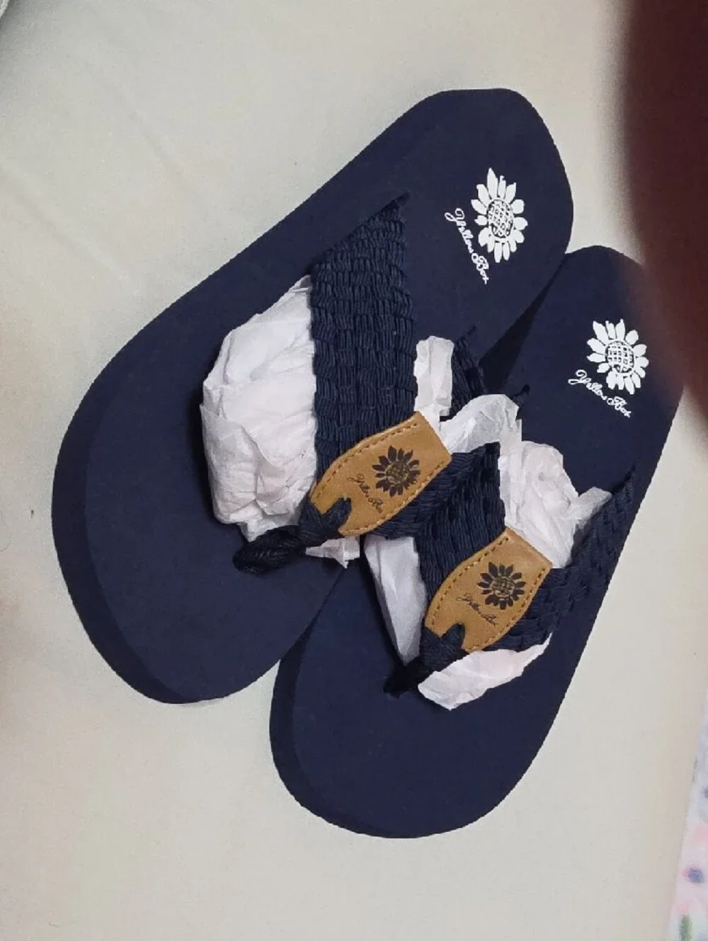 Yellow Box Navy Blue Braided Flip Flops with Tan Accent - Picture 7 of 7